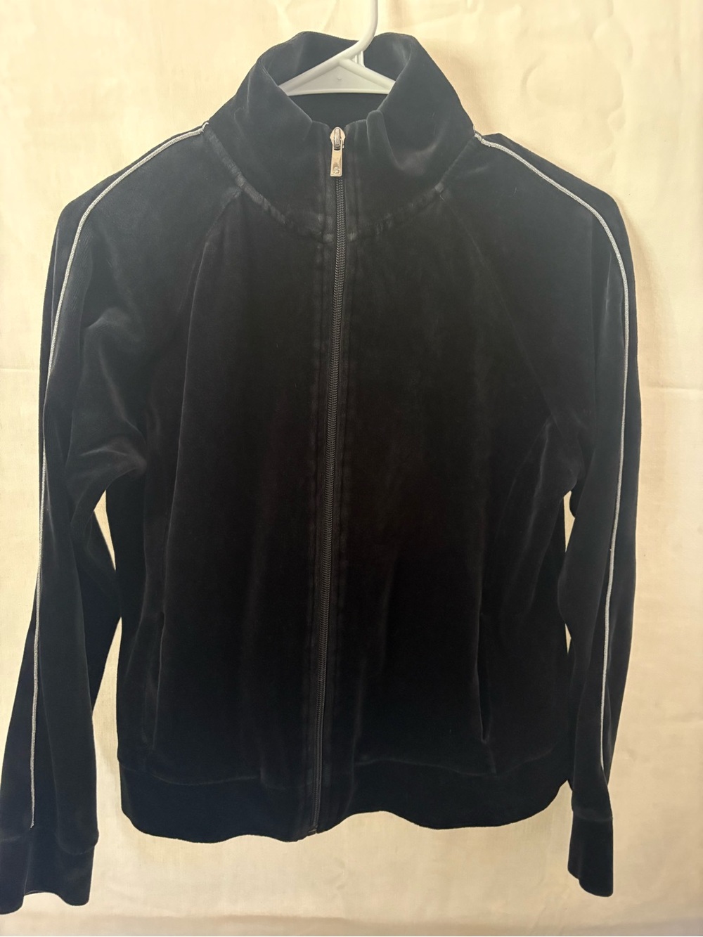 Talbots Black Velvet Zip-Front Bomber Jacket
